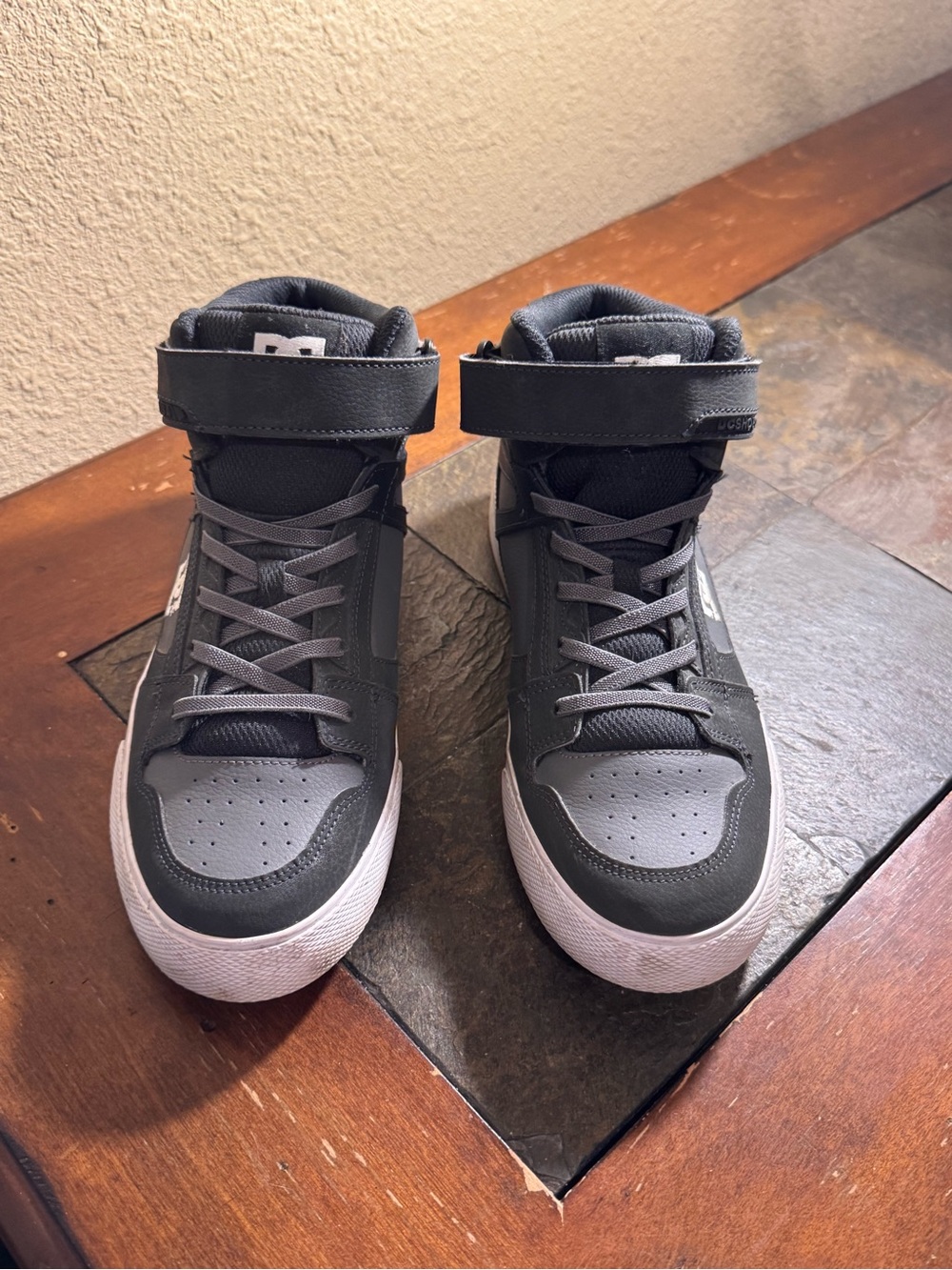 DC Men's High-Top Sneakers in Gray and White